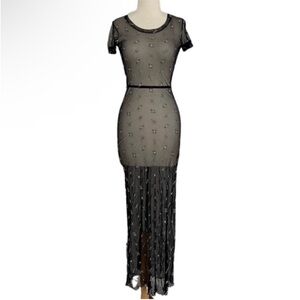 VINTAGE 90s Necessary Objects Sheer Black Dress Size XS